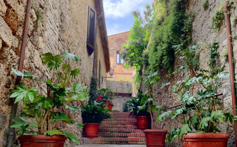 View from a San Gimignano side street. Tuscany, Italy